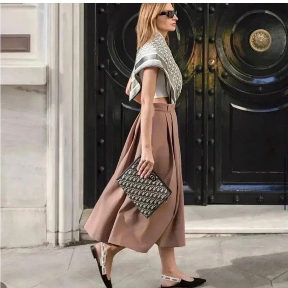 Zara midi pleat detail pink skirt - Picture 3 of 14